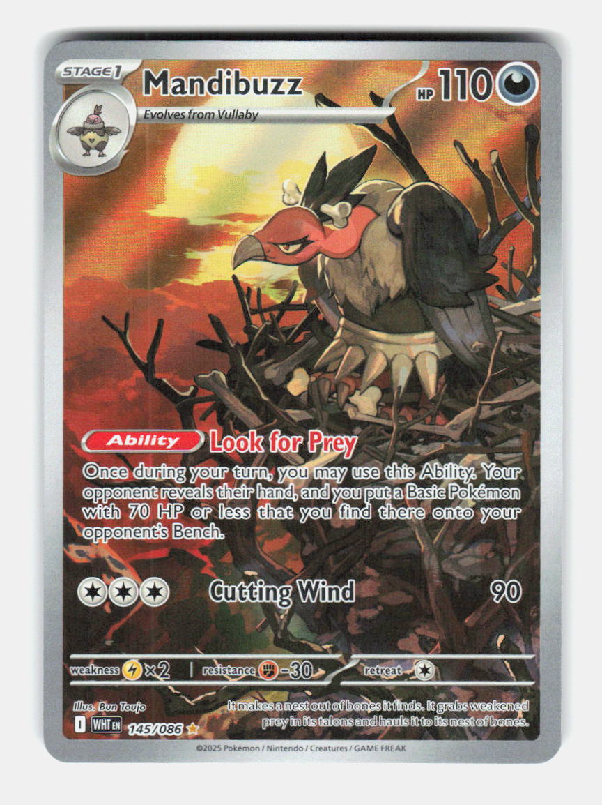 Mandibuzz 145/086 Holo Illustration Rare White Flare Pokemon Near Mint