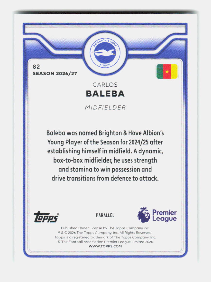 Carlos Baleba - GREEN PARALLEL (82) 2026/27 TOPPS CHROME FLAGSHIP PREMIER LEAGUE