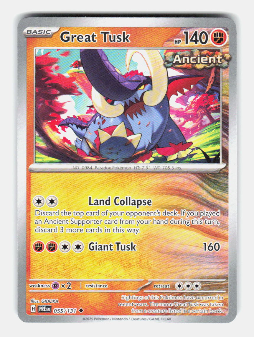 Great Tusk 055/131 Uncommon Prismatic Evolutions Pokemon Near Mint