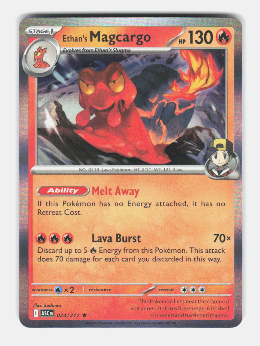 Ethan's Magcargo 024/217 Rare Ascended Heroes Pokemon Holo Near Mint