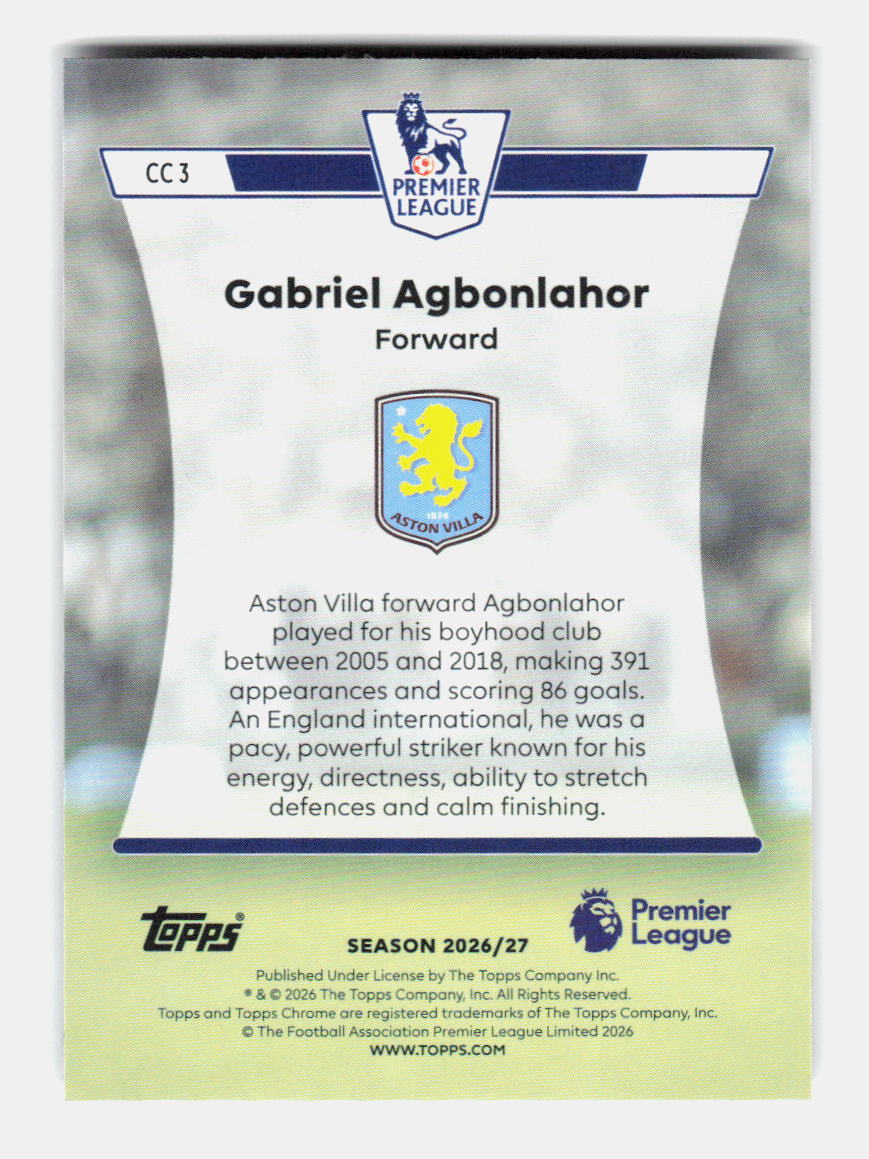 Gabriel Agbonlahor - (CC 3)2026/27 TOPPS CHROME FLAGSHIP PREMIER LEAGUE