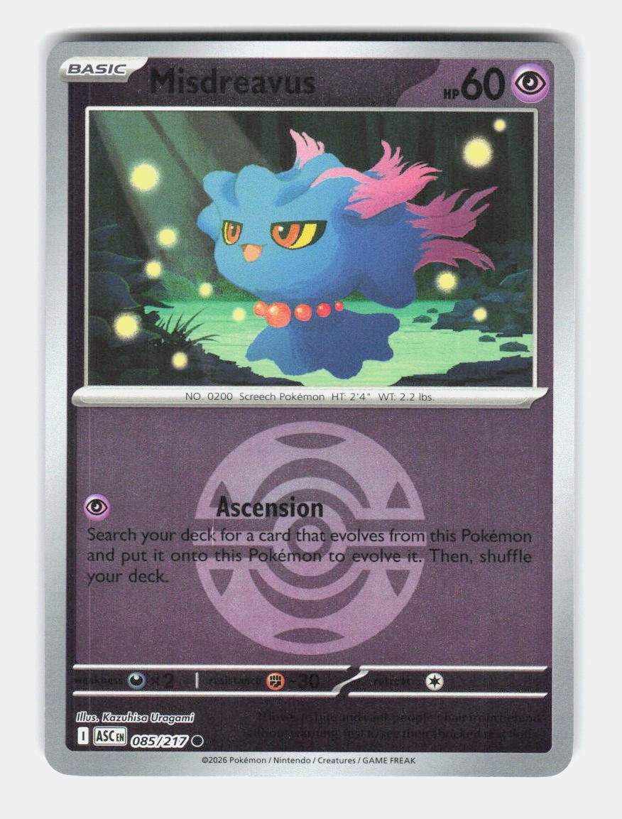 Misdreavus (Dusk Ball) 085/217 Common Ascended Heroes Pokemon Reverse Holo NM