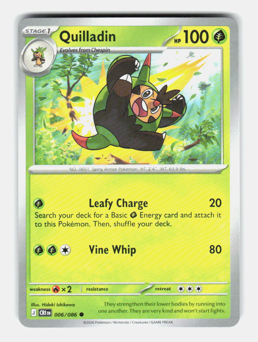 Quilladin 006/086 Common Chaos Rising Pokemon Near Mint