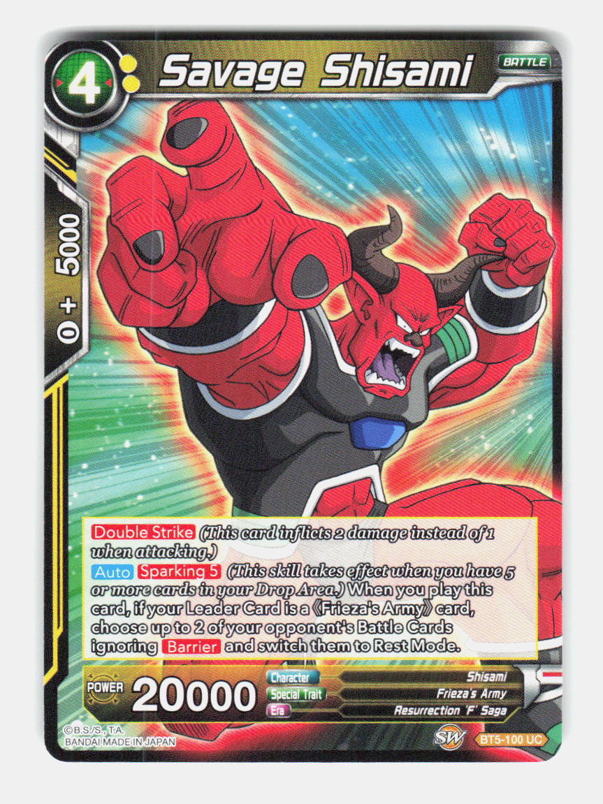 Savage Shisami BT5-100 Uncommon Miraculous Revival Dragon Ball Super Near Mint