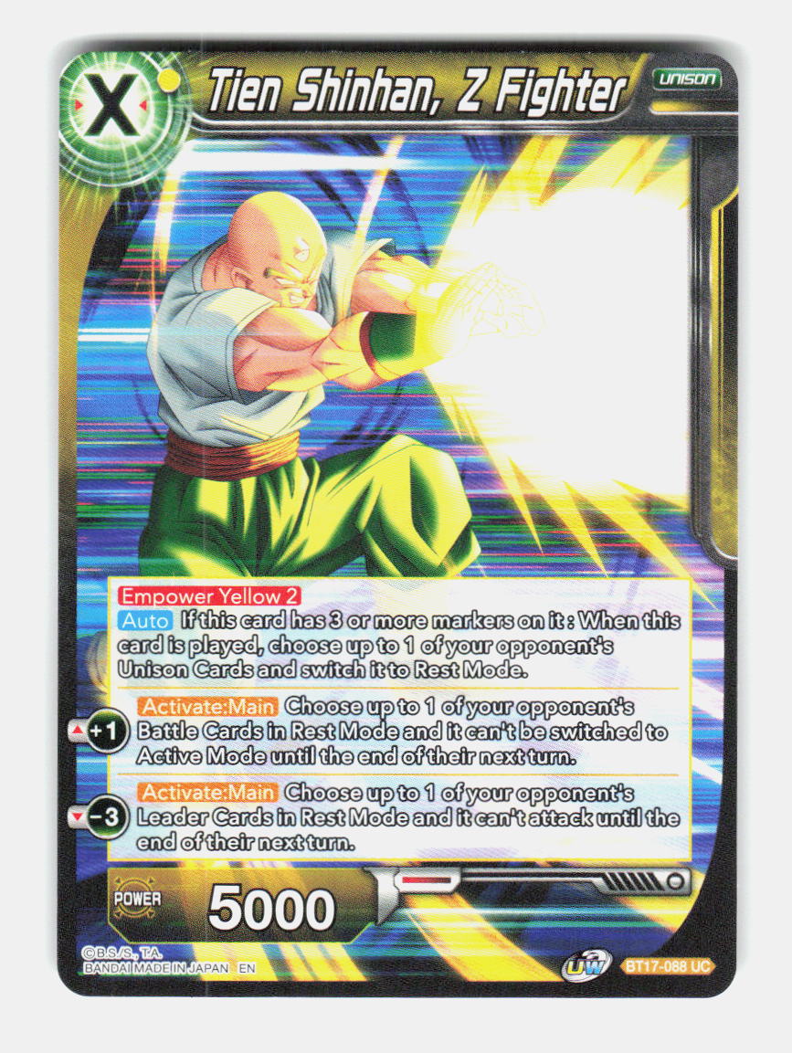 Tien Shinhan, Z Fighter BT17-088 Uncommon Ultimate Squad Dragon Ball Super NM