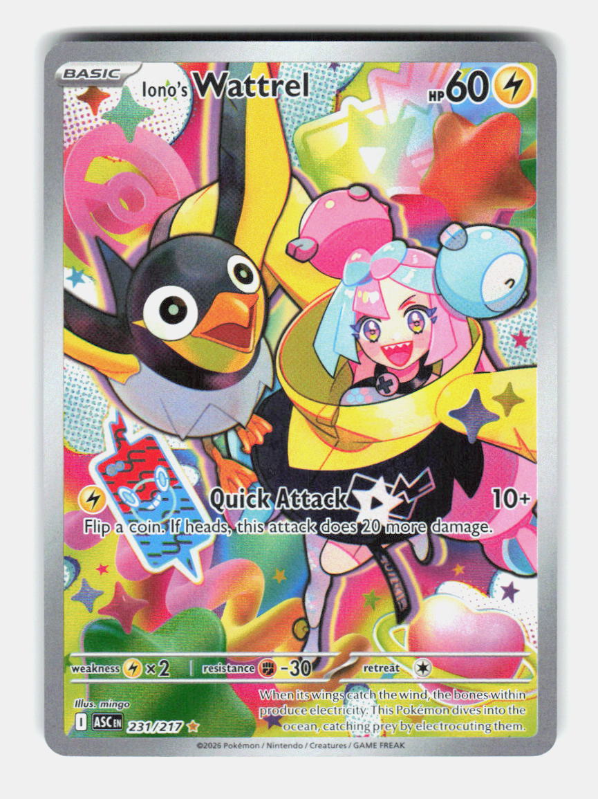 Iono's Wattrel 231/217 Illustration Rare Ascended Heroes Pokemon Holo Near Mint