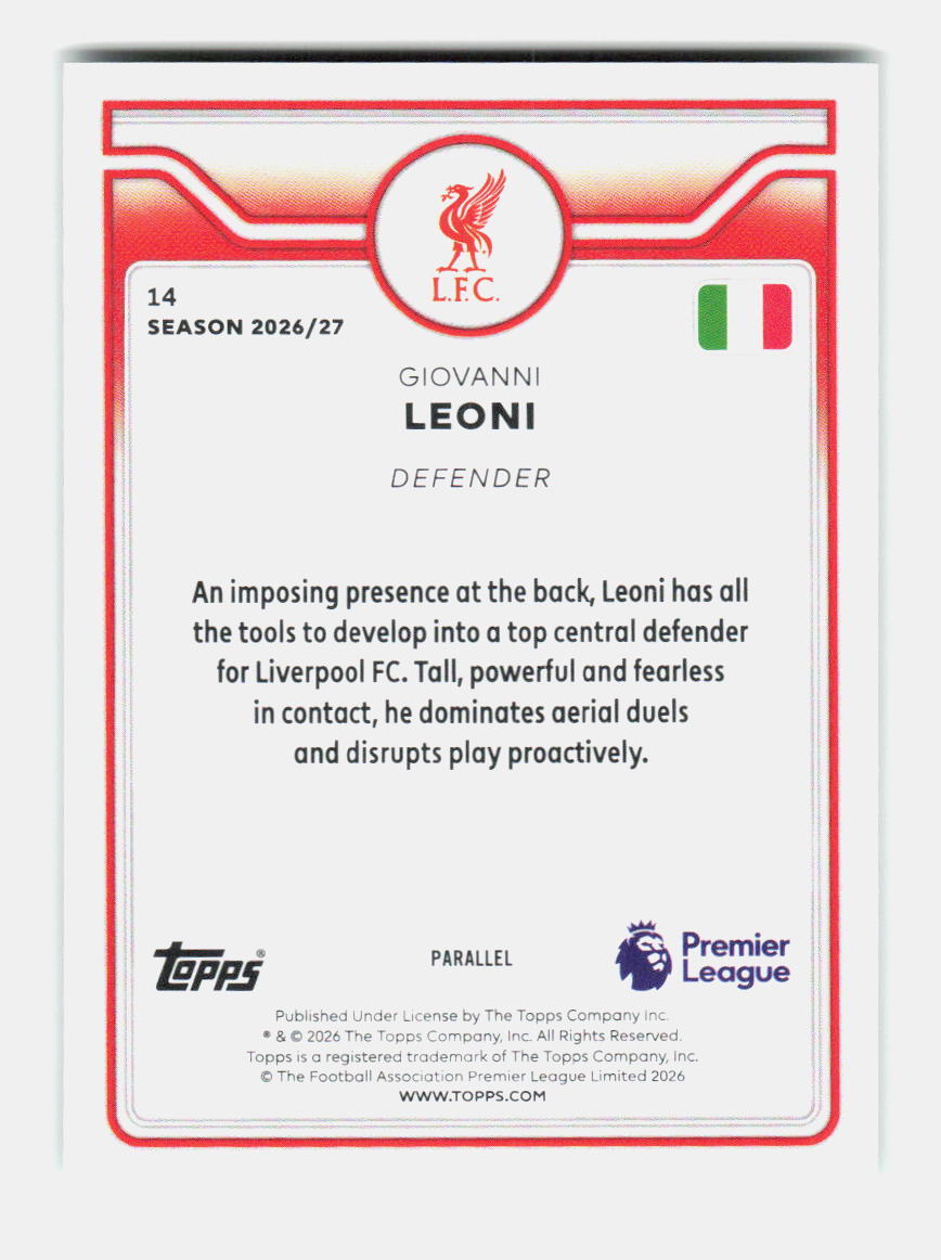 Giovanni Leoni (FS 13) Future Stars 2026/27 TOPPS CHROME FLAGSHIP PREMIER LEAGUE