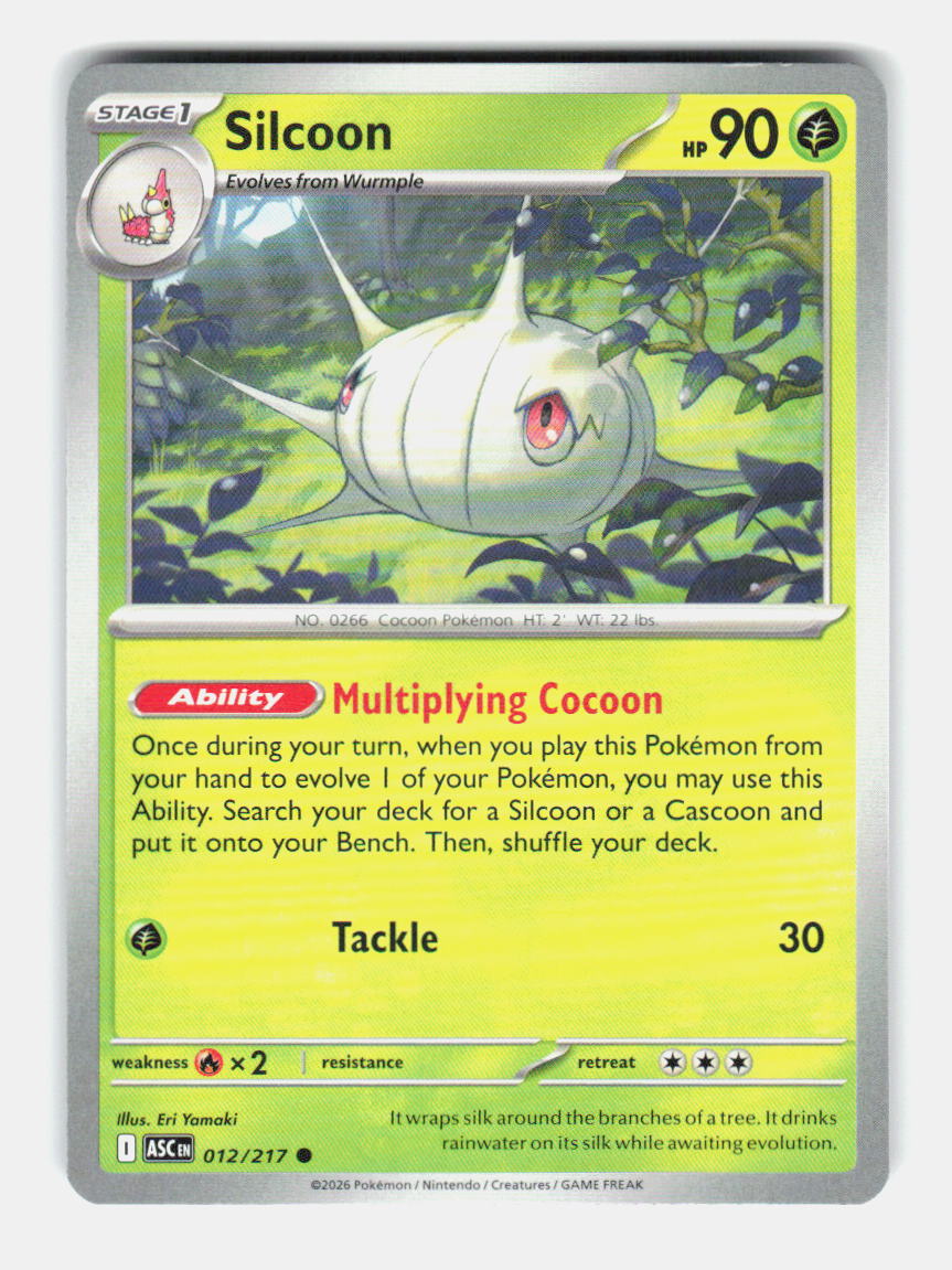 Silcoon 012/217 Common Ascended Heroes Pokemon Near Mint
