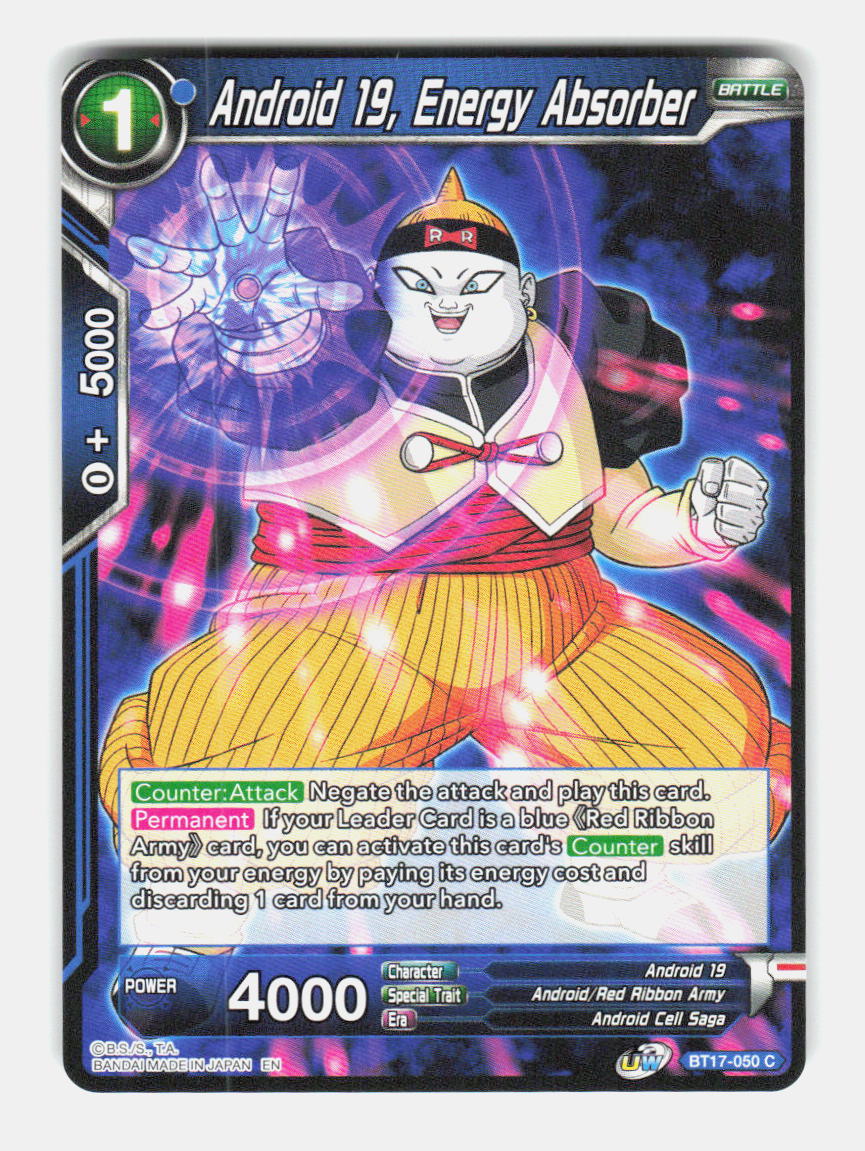 Android 19, Energy Absorber BT17-050 Common Ultimate Squad Dragon Ball Super NM