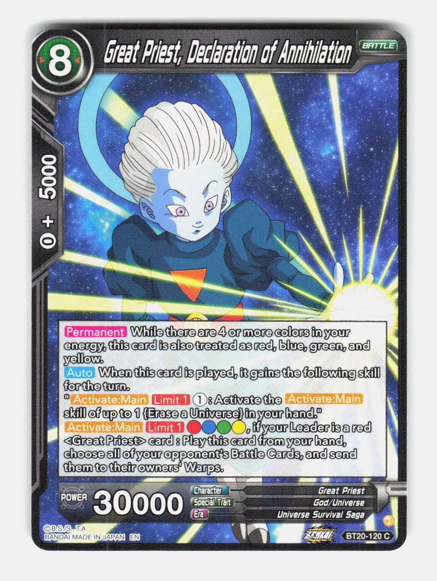 Great Priest, Declaration of Annihilation BT20-120 Power Absorbed NM