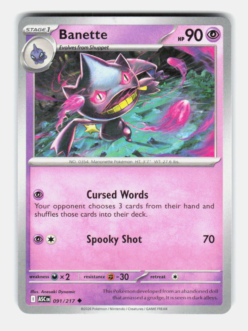 Banette 091/217 Uncommon Ascended Heroes Pokemon Near Mint