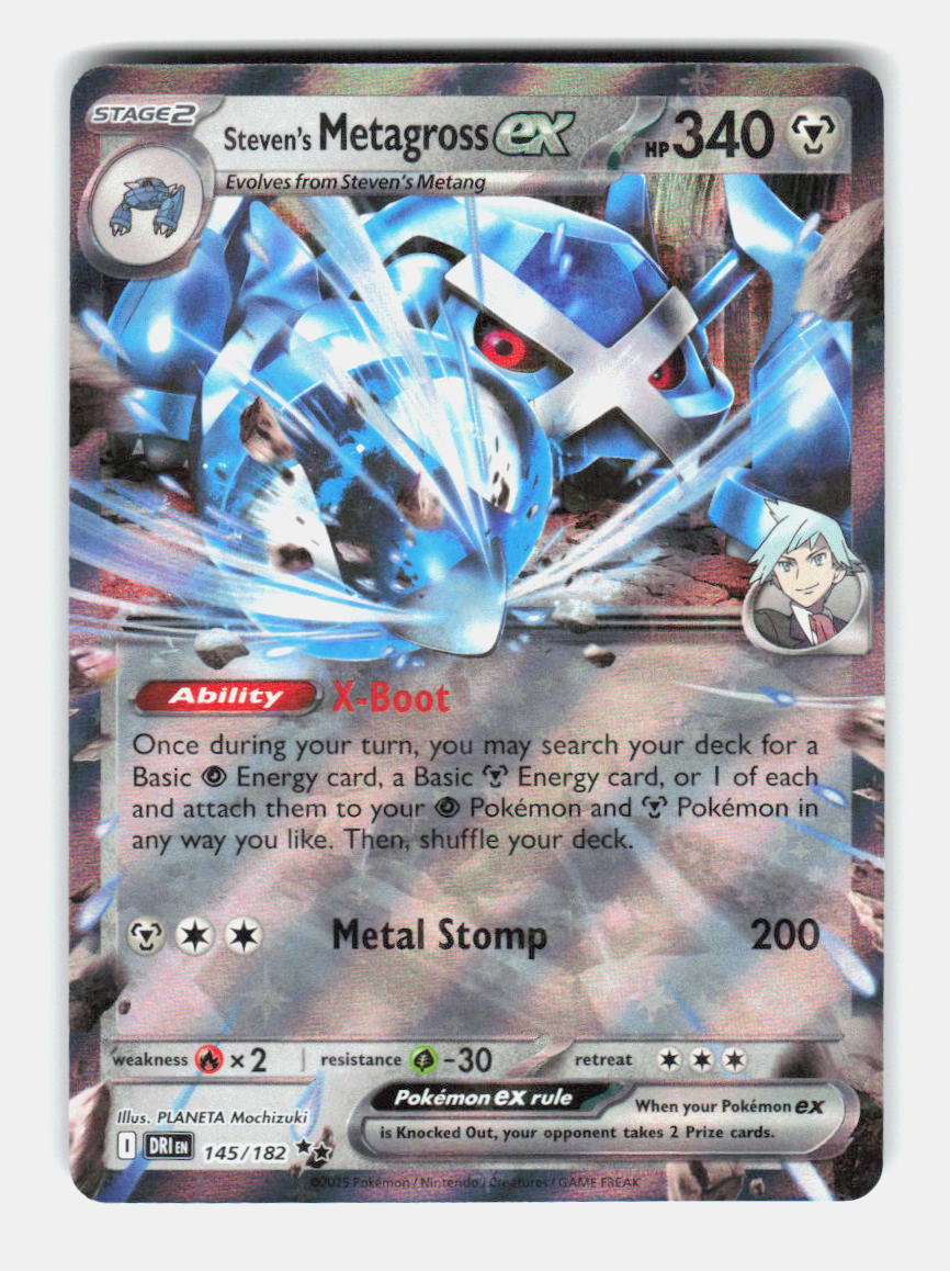 Steven's Metagross ex 145/182 Double Rare Destined Rivals Pokemon Holo Near Mint