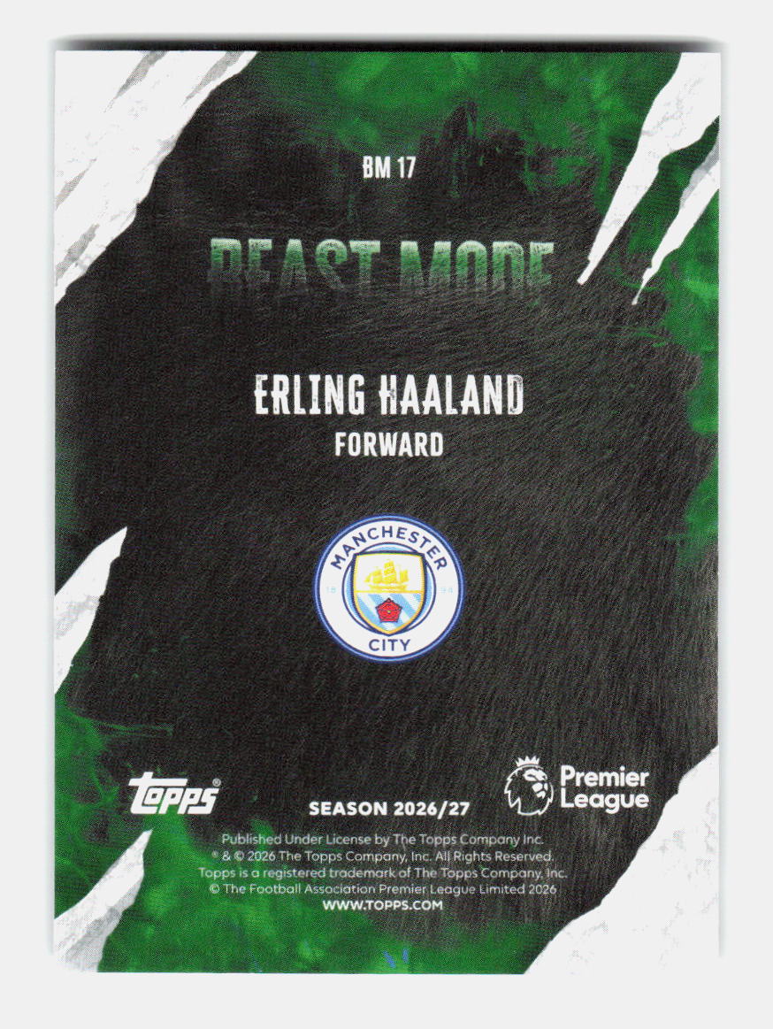 ERLING HAALAND - BEAST MODE (BM 17) 2026/27 TOPPS CHROME FLAGSHIP PREMIER LEAGUE