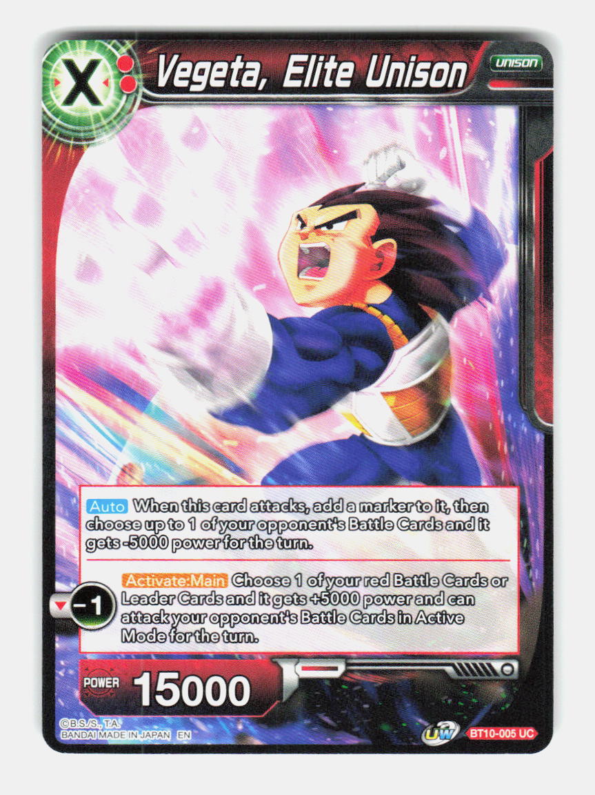 Vegeta, Elite Unison BT10-005 Rise of the Unison Warrior Dragon Ball Super NM