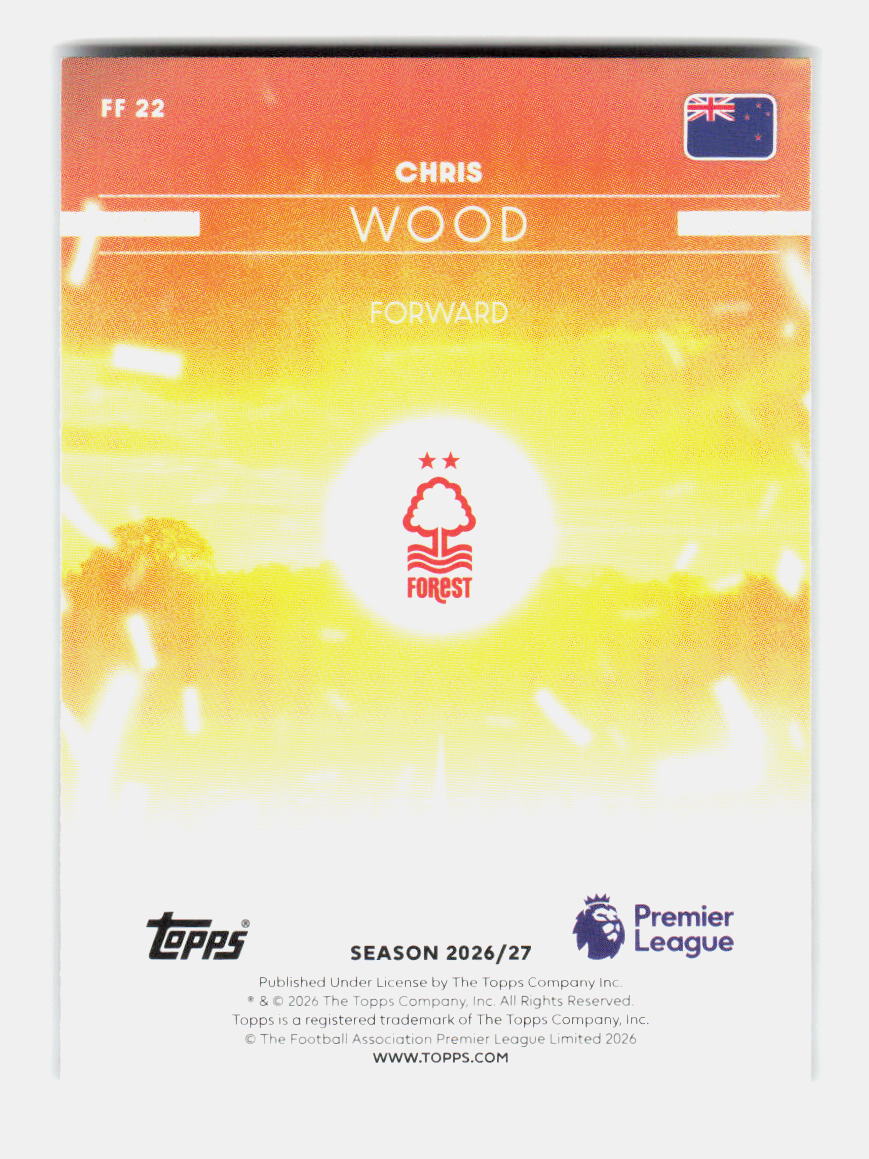 Chris Wood - (SPL 15) 2026/27 TOPPS CHROME FLAGSHIP PREMIER LEAGUE