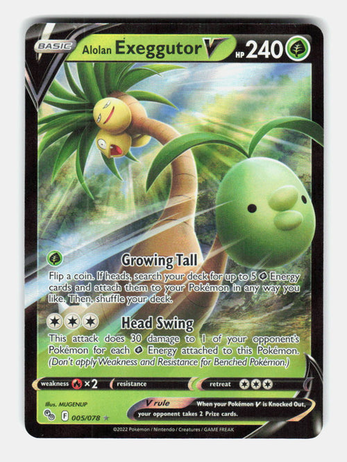 Alolan Exeggutor V 005/078 Holo V Rare Pokemon GO Pokemon Near Mint