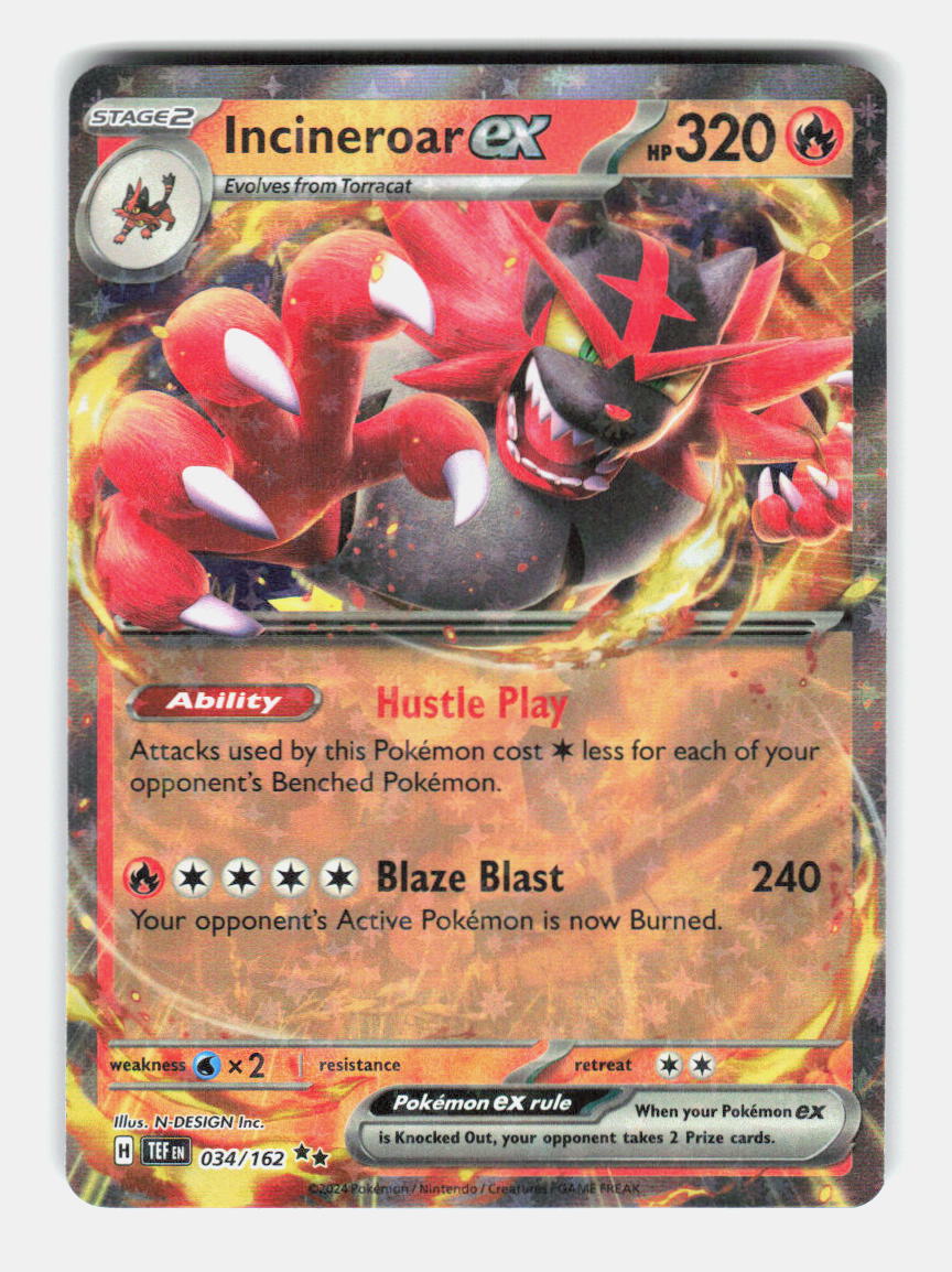 Incineroar ex 034/162 Double Rare Temporal Forces Pokemon Holo Near Mint