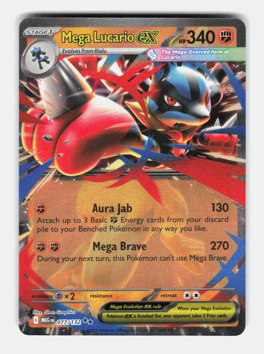 Mega Lucario ex 077/132 Holo Double Rare Prize Pack Series Cards Pokemon NM
