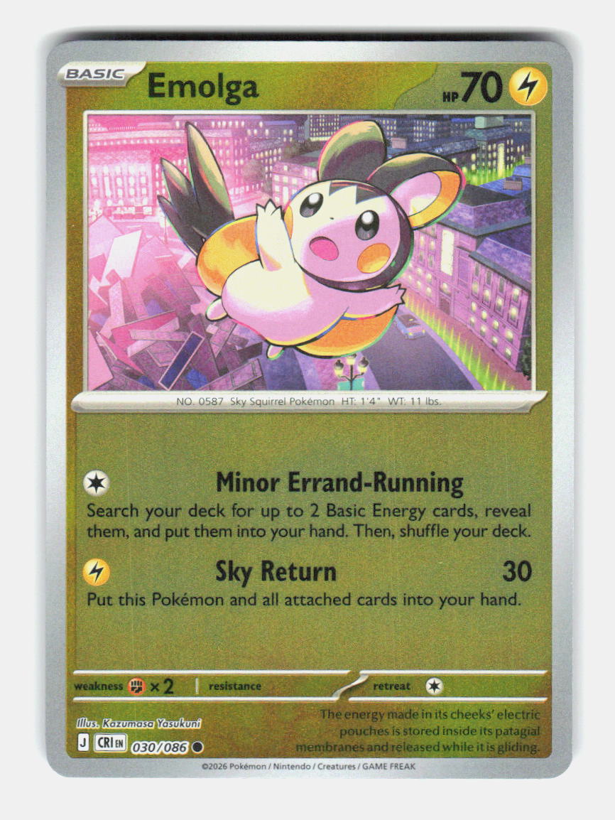 Emolga 030/086 Common Chaos Rising Pokemon Near Mint