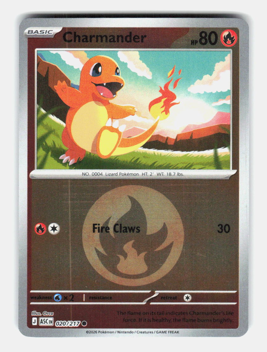 Charmander (Energy Symbol Pattern) 020/217 Ascended Heroes Pokemon Reverse Holo 