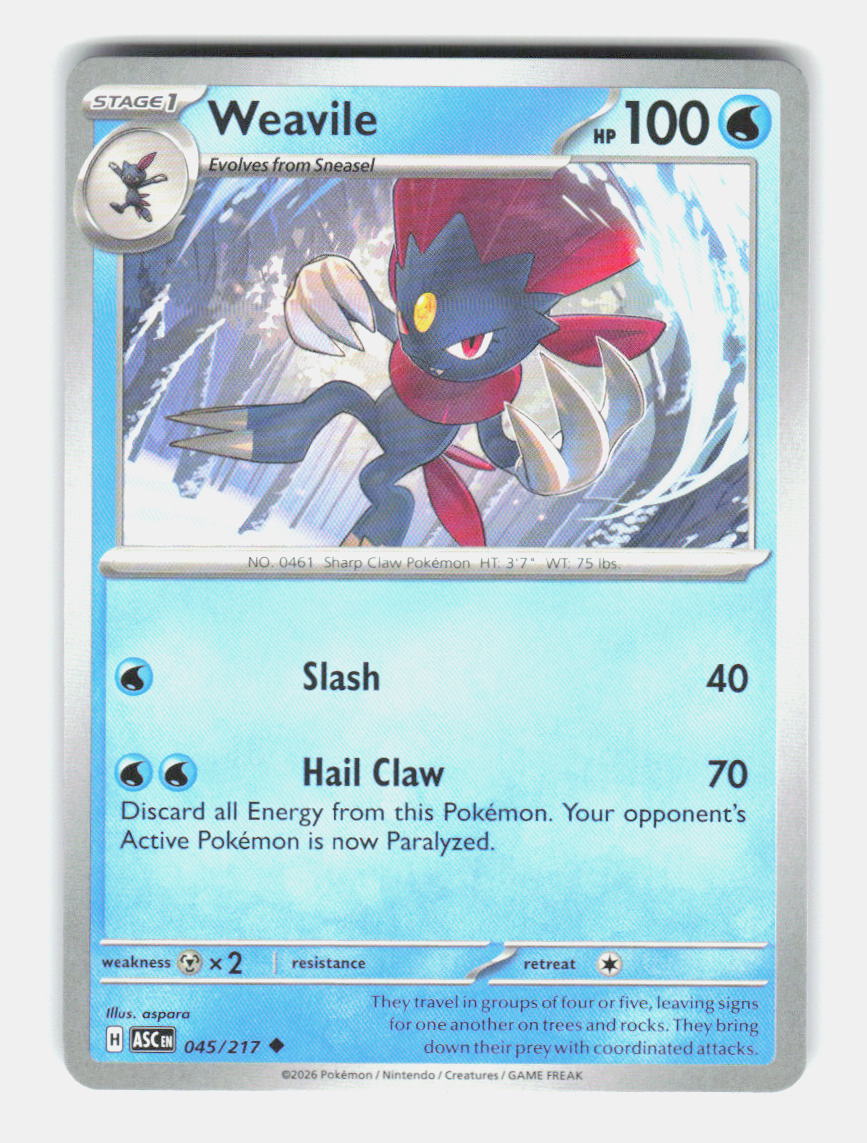 Weavile 045/217 Uncommon Ascended Heroes Pokemon Near Mint