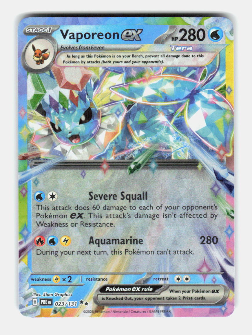 Vaporeon ex 023/131 Holo Double Rare Prismatic Evolutions Pokemon Near Mint