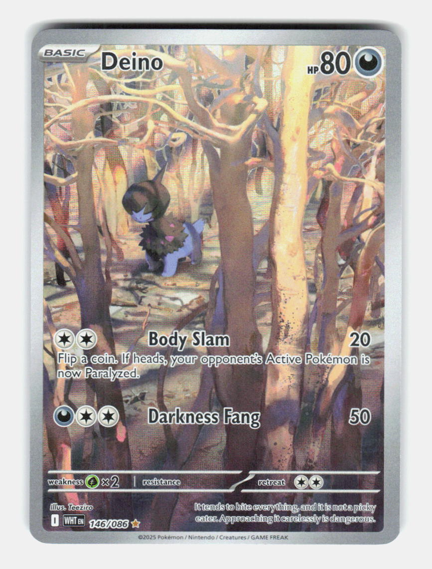 Deino 146/086 Holo Illustration Rare White Flare Pokemon Near Mint