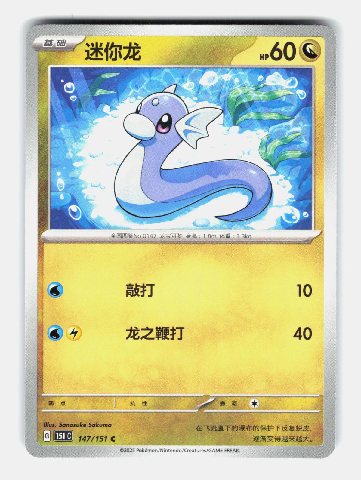 Dratini 147/151 Collect 151 Pokemon Chinese Near Mint Holo