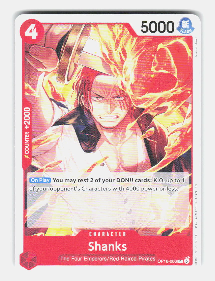Shanks OP16-006 Common The Time of Battle One Piece Near Mint