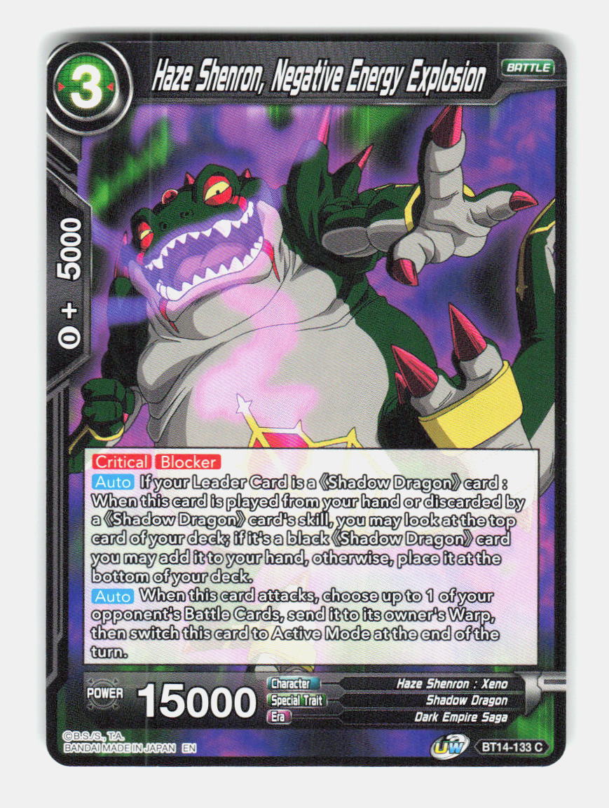 Haze Shenron, Negative Energy Explosion BT14-133 Cross Spirits NM