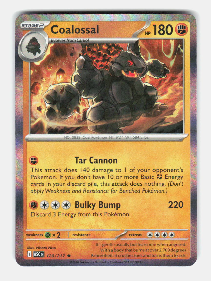 Coalossal 120/217 Rare Ascended Heroes Pokemon Holo Near Mint