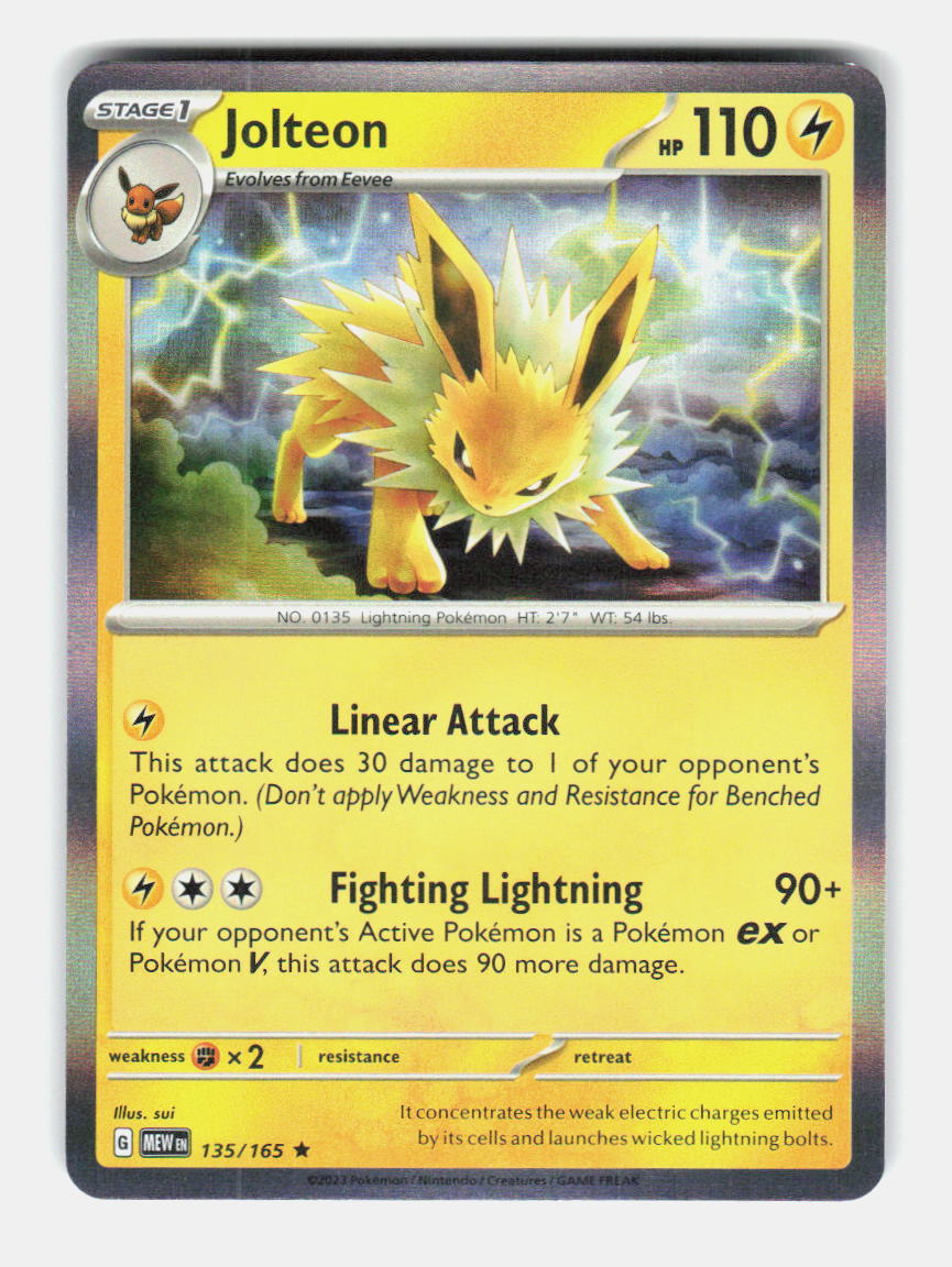 Jolteon 135/165 Rare 151 Pokemon Holo Near Mint