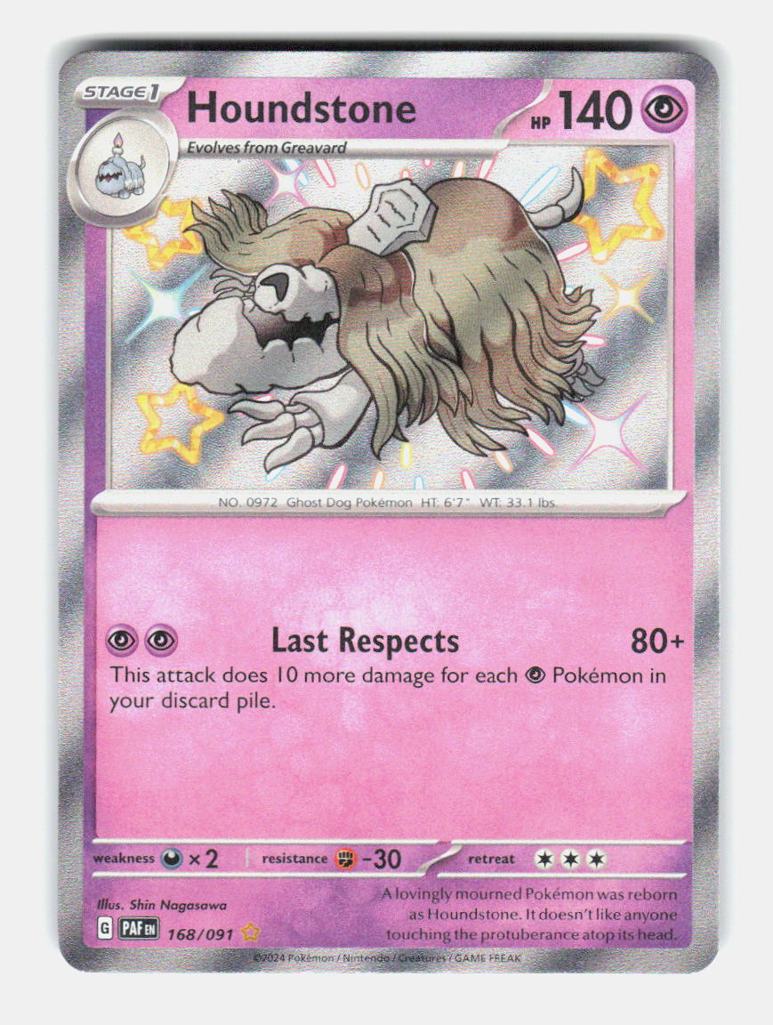 Houndstone 168/091 Shiny Rare Paldean Fates Pokemon Holo Near Mint