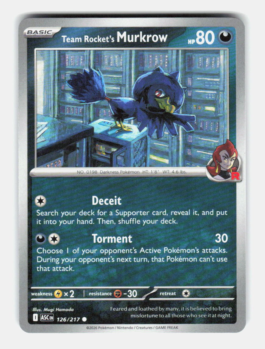 Team Rocket's Murkrow 126/217 Common Ascended Heroes Pokemon Near Mint