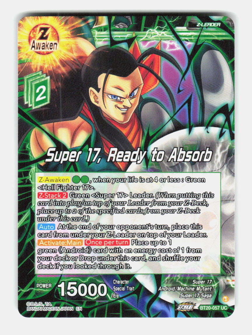 Super 17, Ready to Absorb BT20-057 Uncommon Power Absorbed Dragon Ball Super NM
