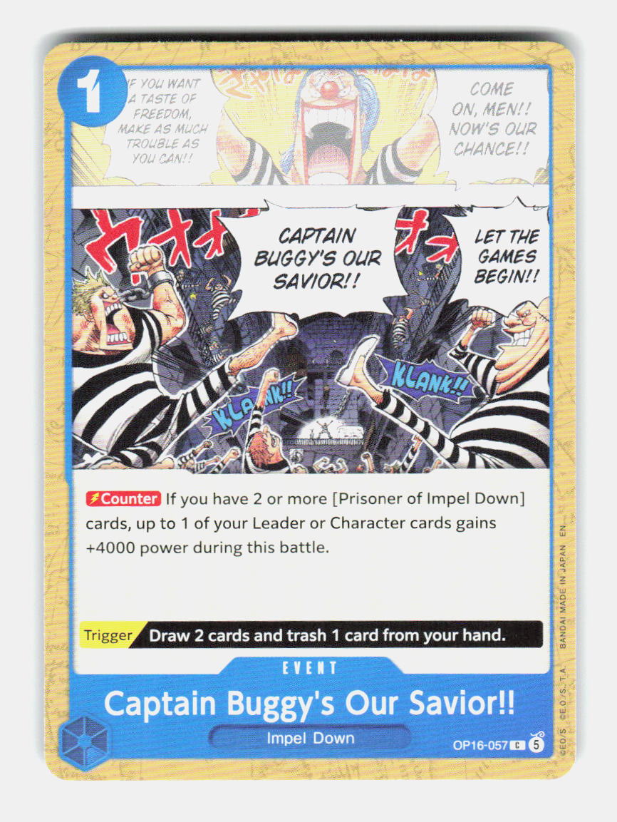 Captain Buggy's Our Savior!! OP16-057 Common The Time of Battle One Piece NM