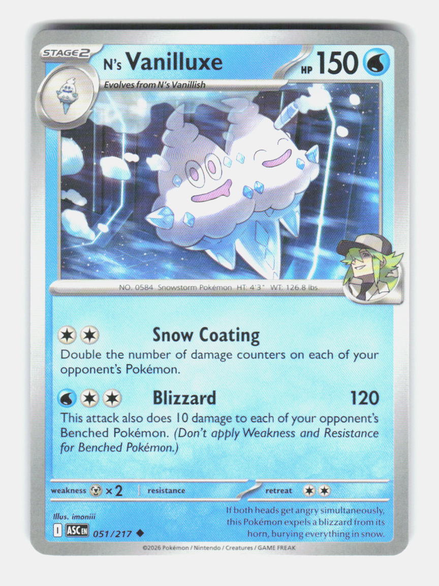 N's Vanilluxe 051/217 Uncommon Ascended Heroes Pokemon Near Mint