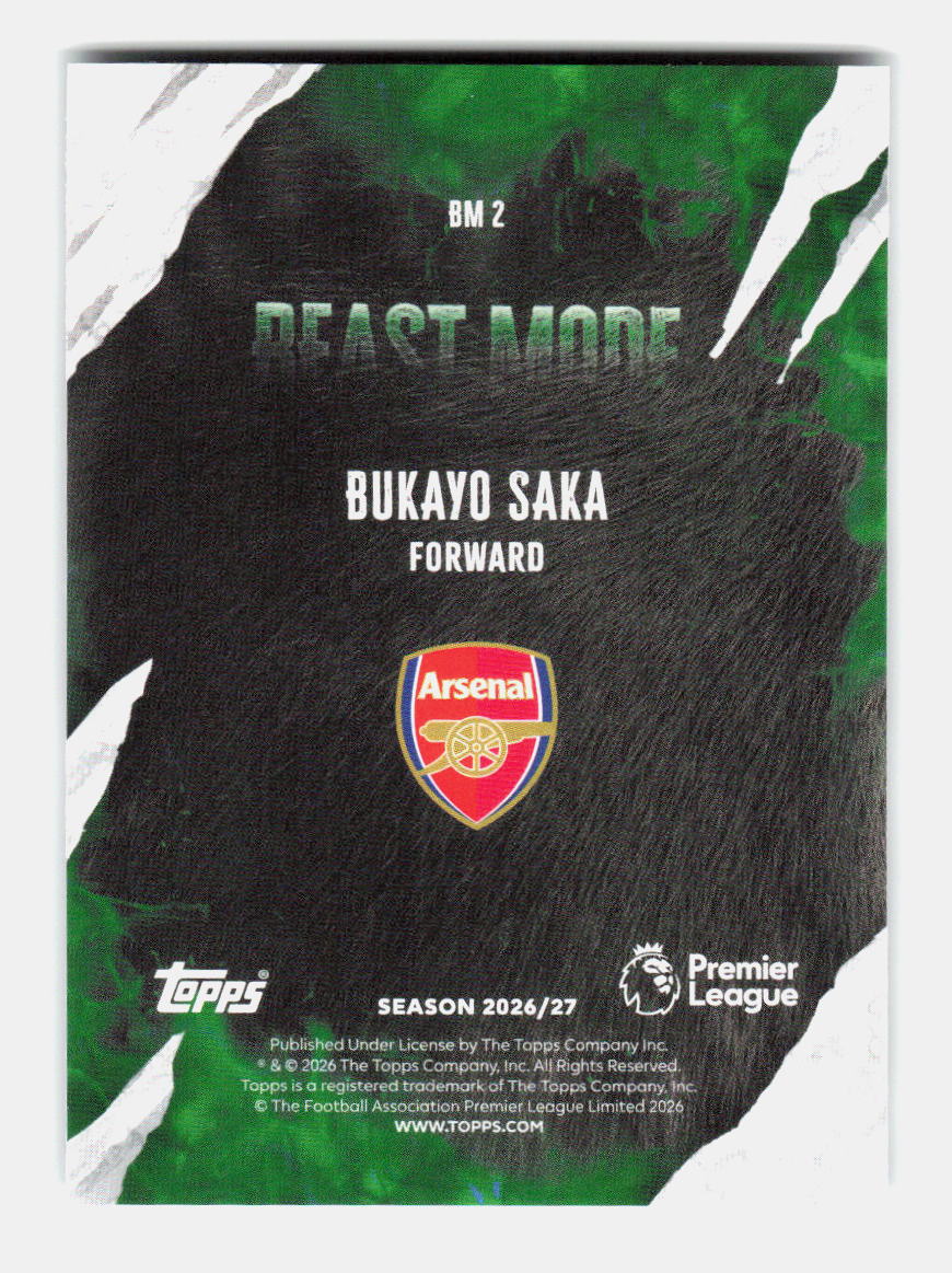 Bukayo Saka "Beast Mode" (Card #BM2) - 2026 TOPPS CHROME FLAGSHIP EDITION