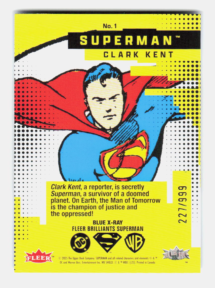 2025 Upper Deck Fleer Brilliants Superman 227/999 Blue X-Ray Parallel