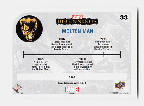 2022 Marvel Beginnings Vol 2 Series 1 [White] #33 Molten Man