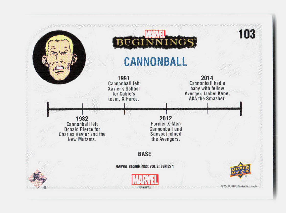2023 MARVEL BEGINNINGS CANNONBALL #103