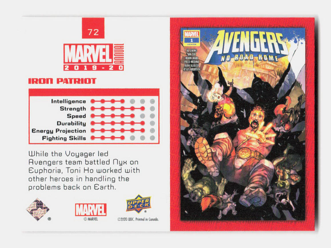 IRON PATRIOT / Marvel Annual 2019-20 BASE Trading Card #72