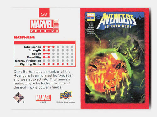 019-20 Upper Deck Marvel Annual Fractal Hawkeye #58