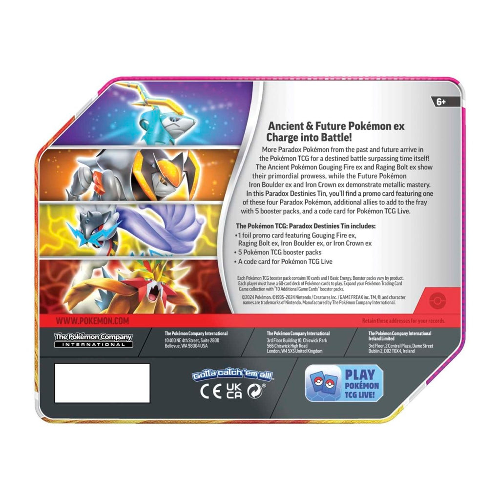 Pokémon TCG: Paradox Destinies Tin (Raging Bolt ex)