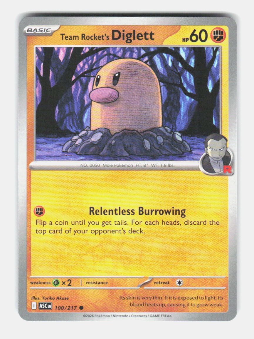 Team Rocket's Diglett 100/217 Common Ascended Heroes Pokemon Near Mint
