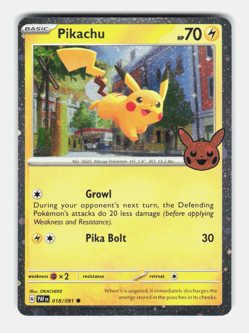 Pikachu 018/091 Holo Rare Trick or Trade BOOster 2024 Pokemon Near Mint