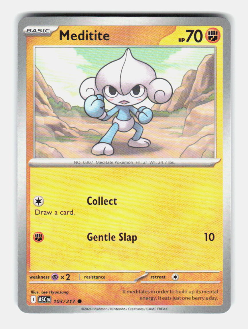 Meditite 103/217 Common Ascended Heroes Pokemon Near Mint