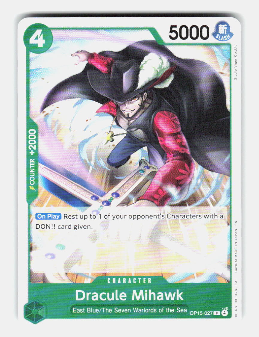 Dracule Mihawk OP15-027 Common Adventure on Kami's Island One Piece Near Mint