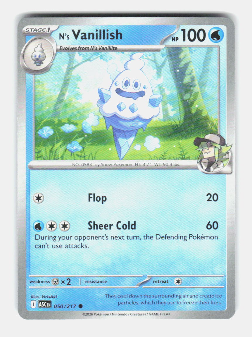 N's Vanillish 050/217 Common Ascended Heroes Pokemon Near Mint