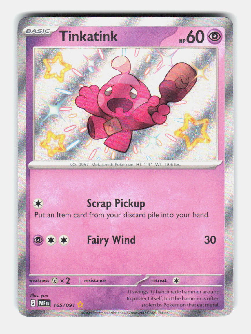 Tinkatink 165/091 Shiny Rare Paldean Fates Pokemon Holo Near Mint
